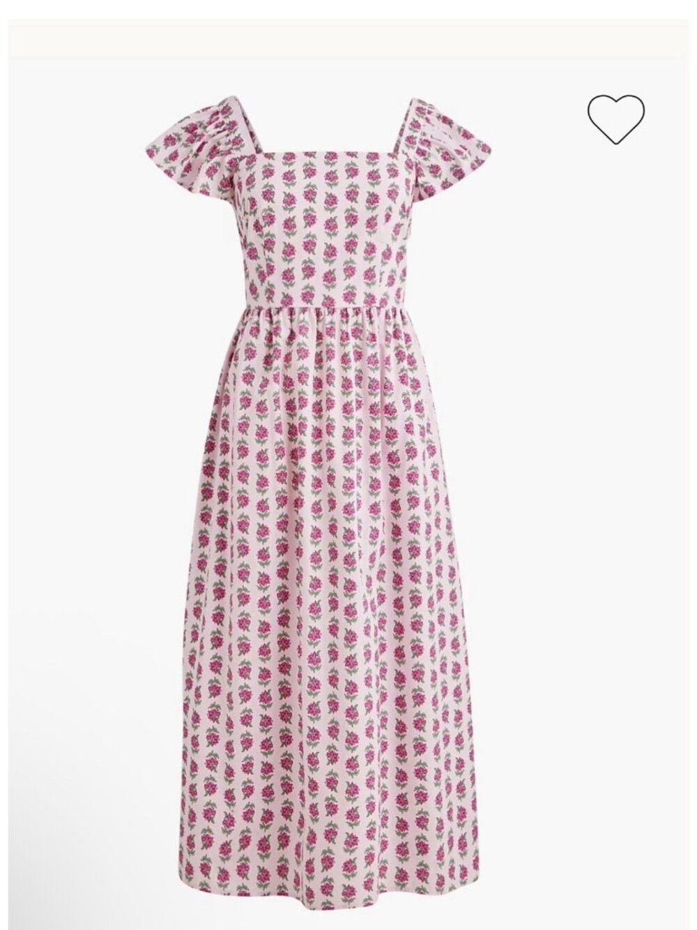 J.Crew Floral Midi Dress Pink Ruffle Sleeve Square Neck Cotton Size 6P NWT $158 - Picture 16 of 16